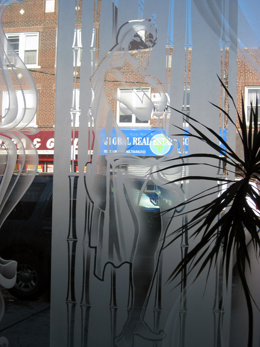 Storefront Woman Etching Project Glass Mirror Store